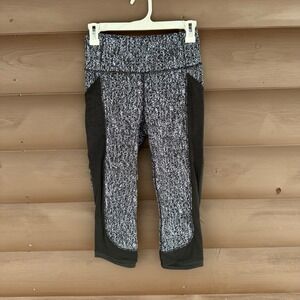 Lululemon Fit Physique Crop Jacquard Mesh Ankle Black Running Legging Size 6